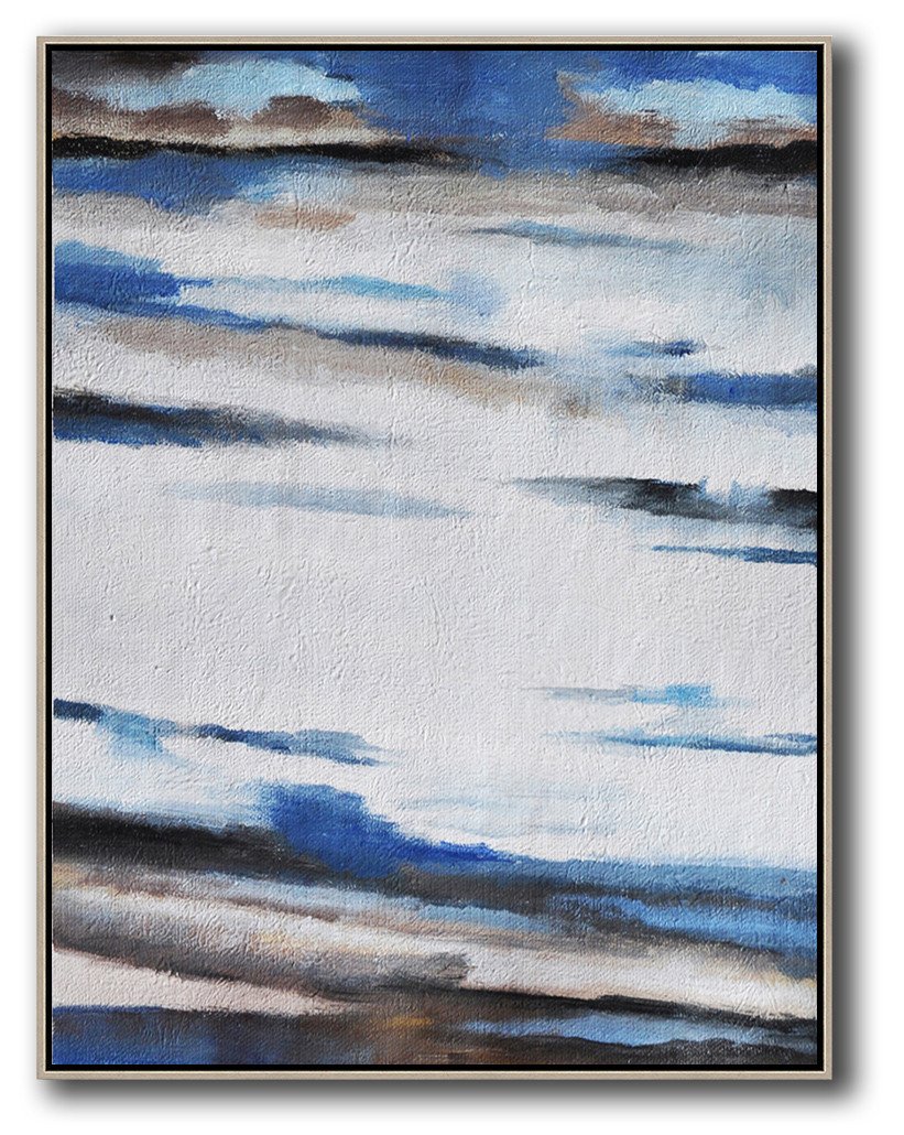 Large Contemporary Art Acrylic Painting,Oversized Abstract Landscape Painting,Acrylic Painting Canvas Art,Blue,White,Grey,Brown.etc